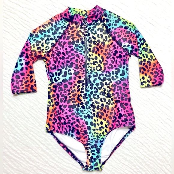 Limited Too Other - Girls Leopard Bright Rash guard swim suit